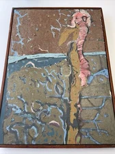 Large Vintage 1999 Painting A Strict Expressionism 33 Inches Modernism Signed