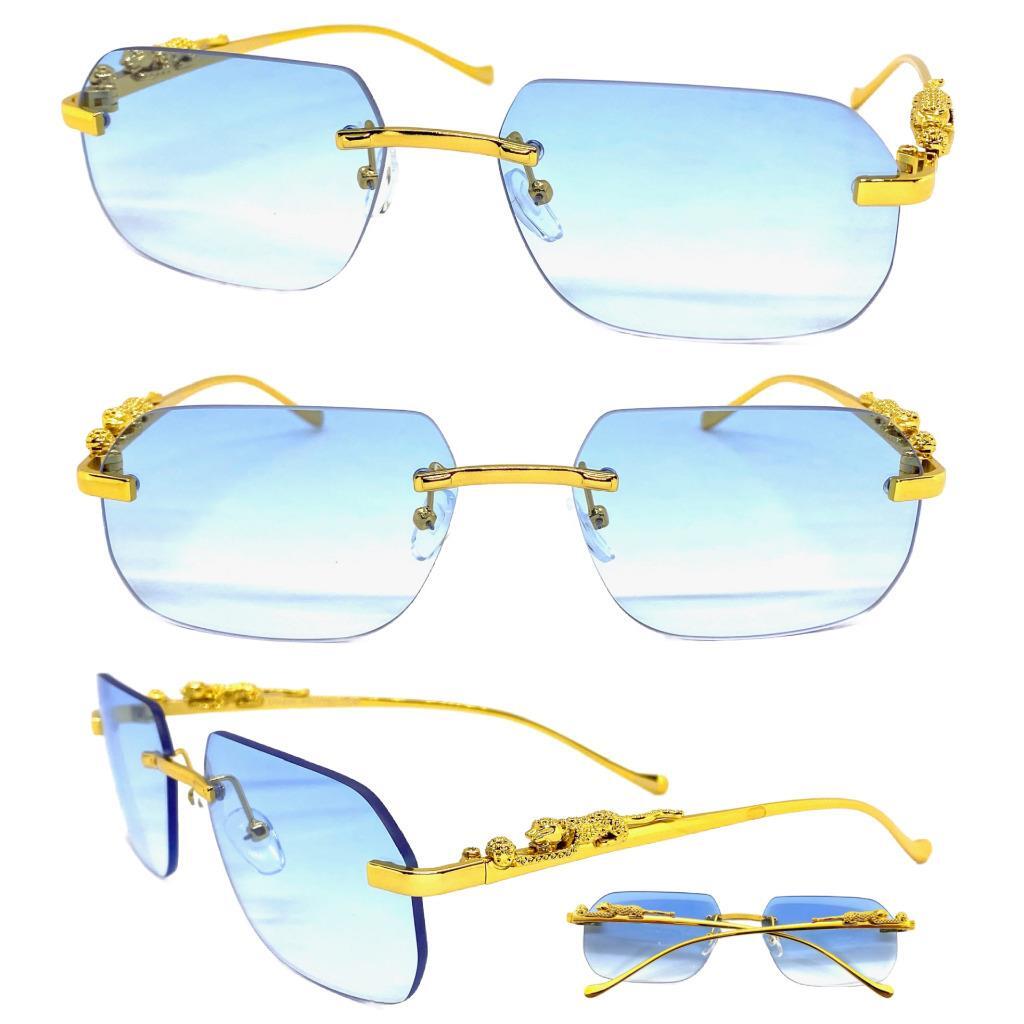 Men's Classy Elegant Contemporary Modern SUNGLASSES Rimless Gold