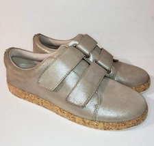 NEW Vince Camuto Chella Womens 7.5 Taupe Neutral Leather Sneakers Comfort Flats