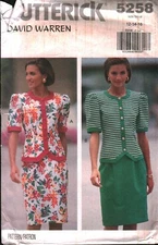 5258 Vintage Butterick Sewing Pattern Misses 1990s Loose Fitting Top Skirt OOP