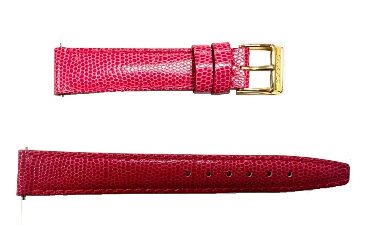 Gucci 14 MM Pink Genuine Lizard Leather Watch Band Silver Buckle New