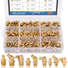 145-Pieces Metric M6 M8 M10 Brass Zerk Grease Nipple Fittings Assortment Kit ...