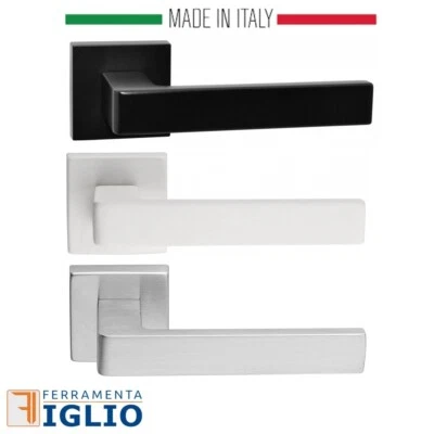 VI.TEL. Coppia Maniglia Maniglie Quadra Quadrata per Porte Interne Nero Bianco Cromo Sat