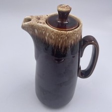 Vintage Brown Ceramic Drink Pitcher w/ Lid 10 in Tall Oven Proof Made in USA