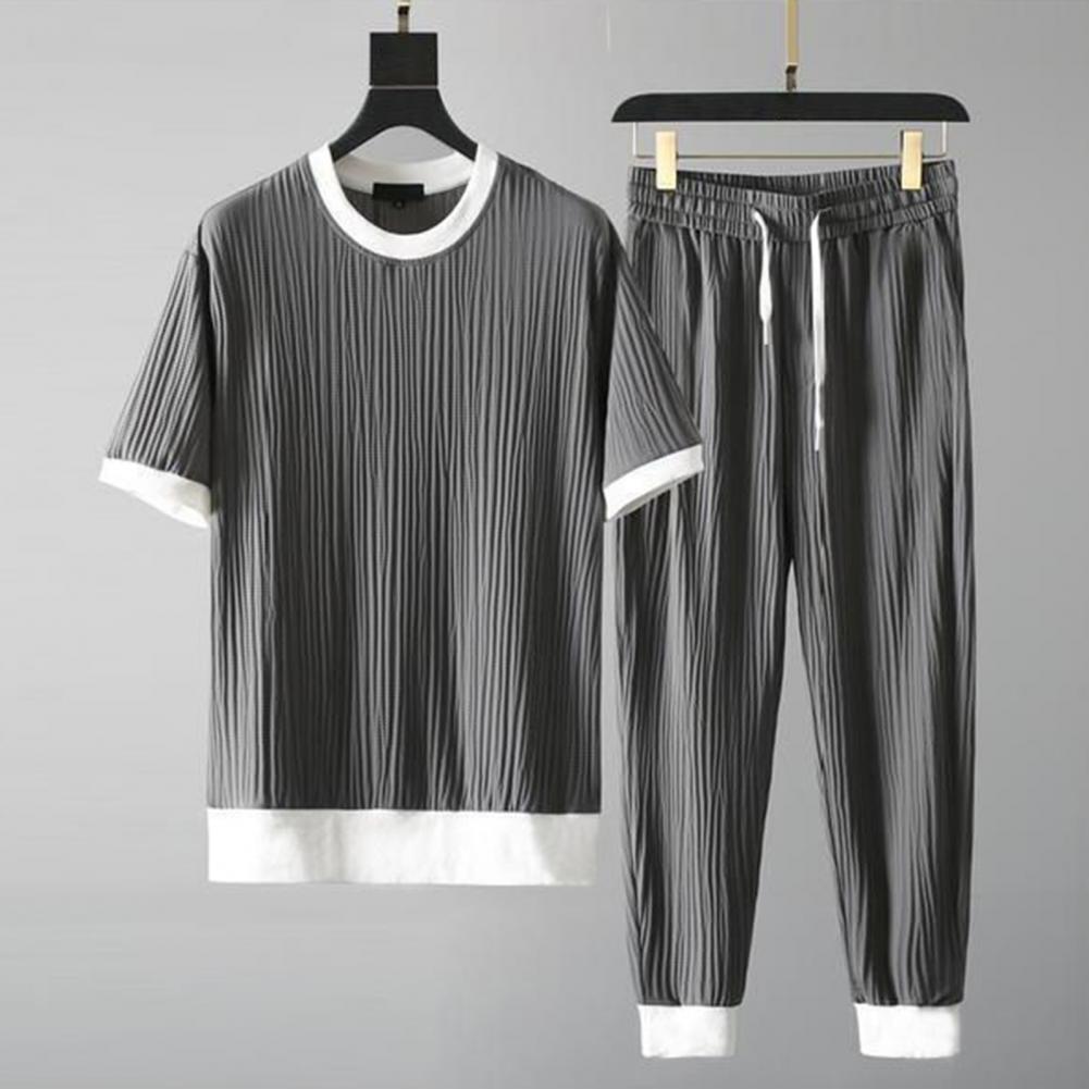 Men's Classic Summer Outfit – Breathable Pleated Shirt & Trousers Set