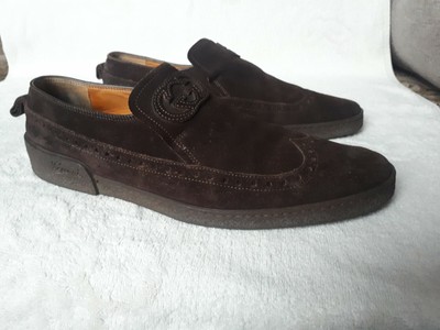 Gucci Moccasin Men's Suede Cocoa Chocolate GG logo shoes 181828 7.5us 41eu  | eBay