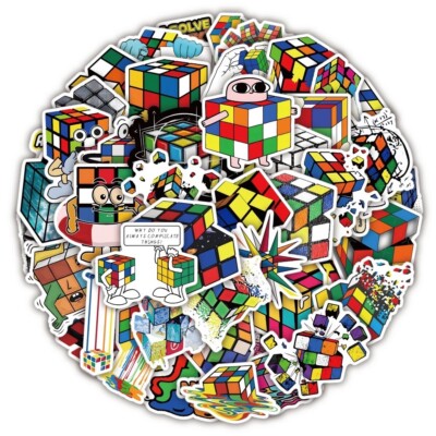 50 PCS Rubik's Cube Themed Stickers Rubiks Decals Laptop Binder Free ...