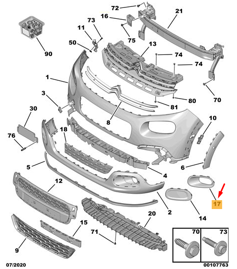 CITRO N C3 MK3 SX Front Bumper Side Trim Assy 1618082380 New