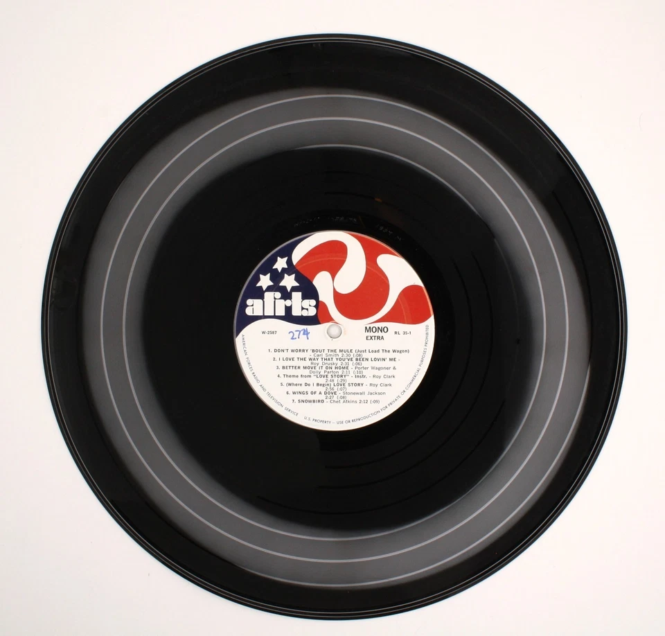 1971 AFRTS Transcription LP RL 35‑1 W2587 W2588 Country Pop Love Story Snowbird - Image 3 of 4