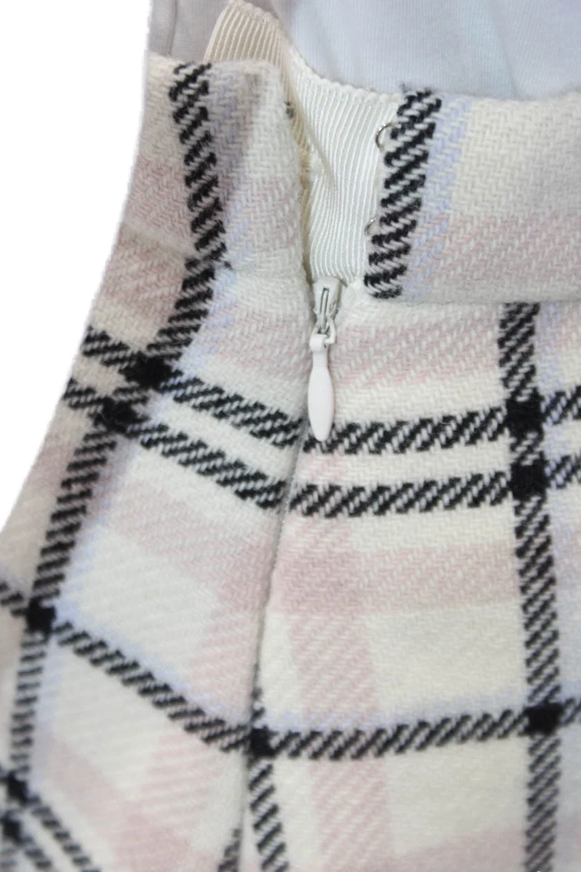 Falda tallada para mujer de lana forrada a cuadros línea A rosa talla múltiple 36 Foto 4 de 4