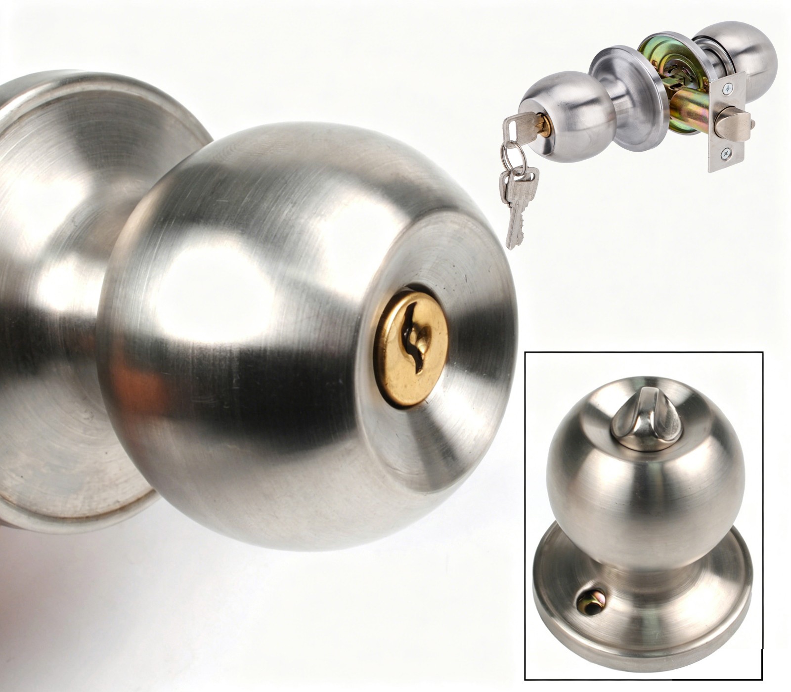 Round Handle Lever Door Lock Knob Lockset Entry Privacy Passage Bathroom Bedroom