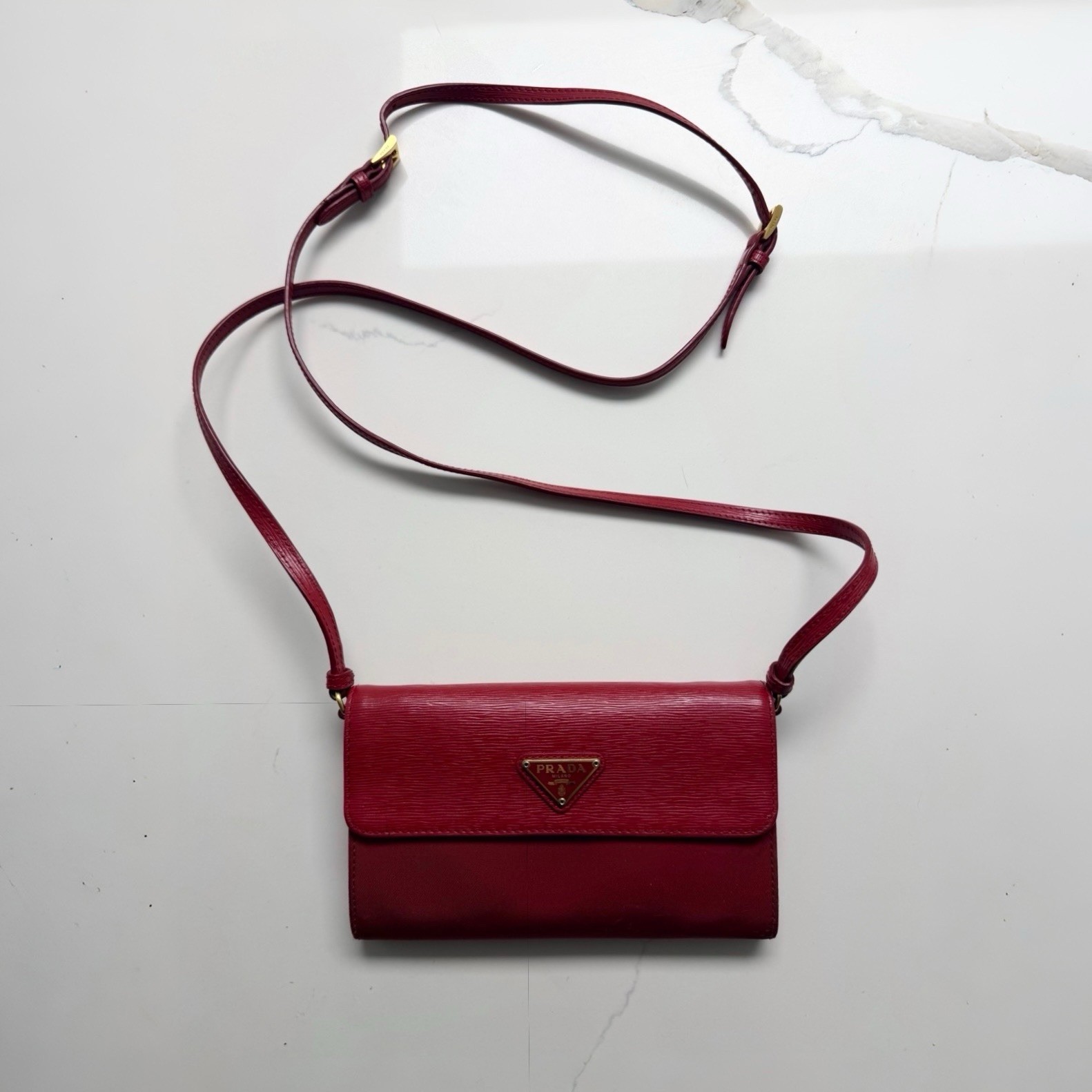 Prada Red Tessuto Leather Crossbody Bag