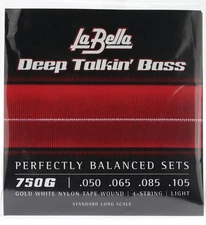 La Bella 750G Gold White Nylon Tapewound Bass Strings - Light