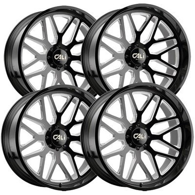 (4) Cali Off-Road 9115 Invader 26x14 6x135 -76 Black/Milled Wheels Rims 26'' Inch