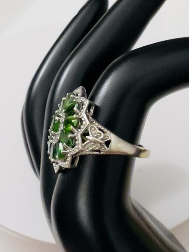 Vintage D’Joy 925 Sterling Silver Aprx 3ct Chrome Diopside Cocktail Ring Size 8 - Bild 7 von 9