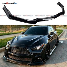 Glossy Black Front Bumper Lip Spoiler Splitter For Infiniti Q50 Sport 2018-2024