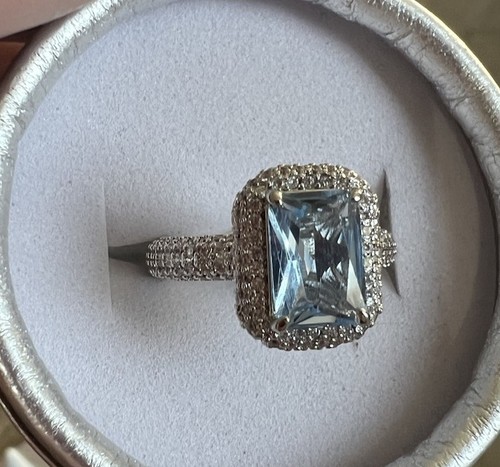 Bomb Party aquamarine spinel rhodium plated ring size 7 Perfectly mine - Picture 1 of 3