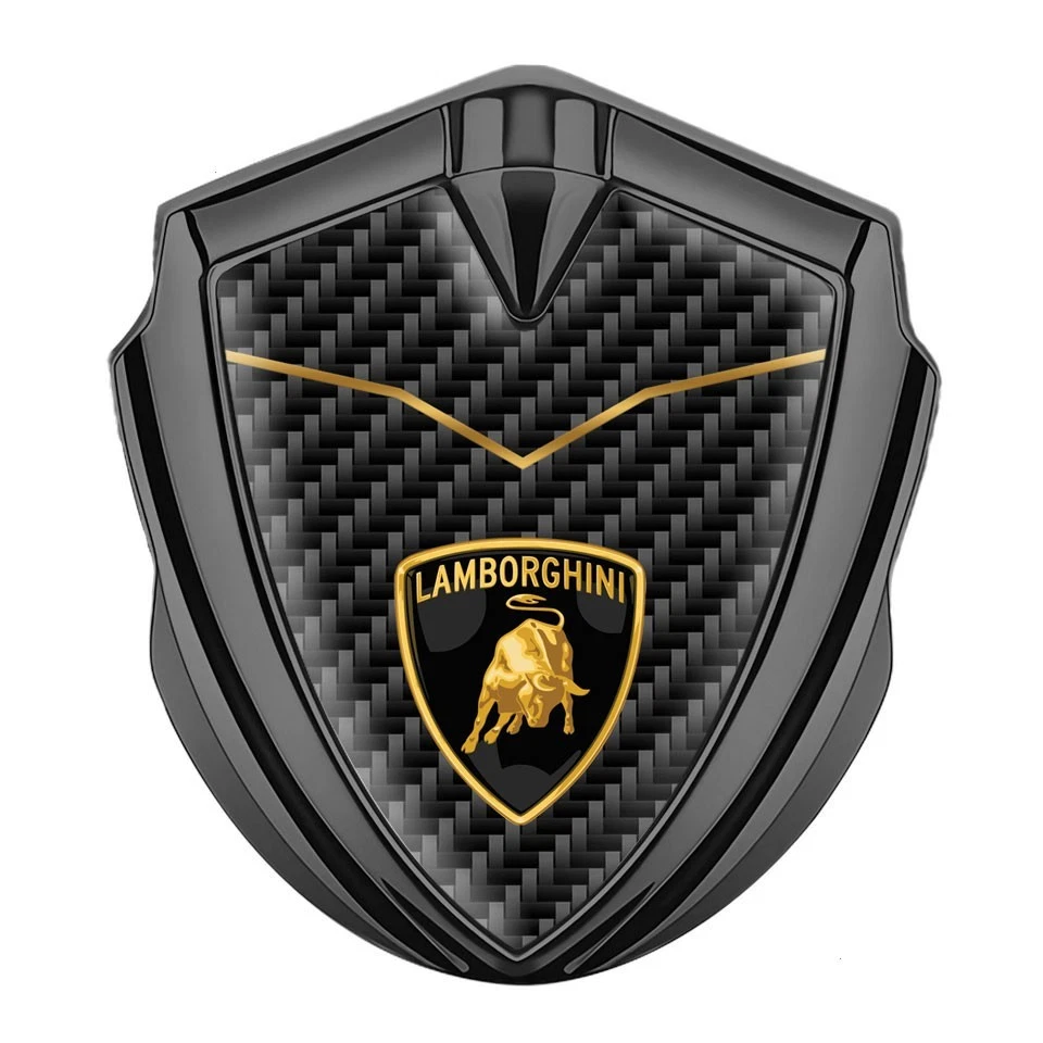 Lamborghini Domed Emblem Silver Black Carbon White Logo Italian Edition | Metal Emblems | Accessories