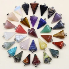 24pcs Natural Stone Reiki Pendulum Divination Pendant Amethyst Quartz Crystal Ag