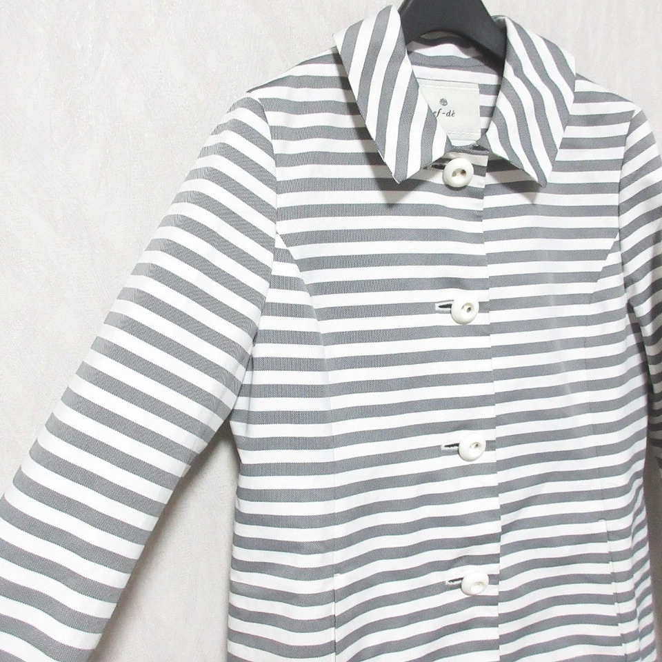 ef-de Borde, Abrigo Primavera, Talla 9, Blanco y Gris Mujer USADO Foto 3 de 4