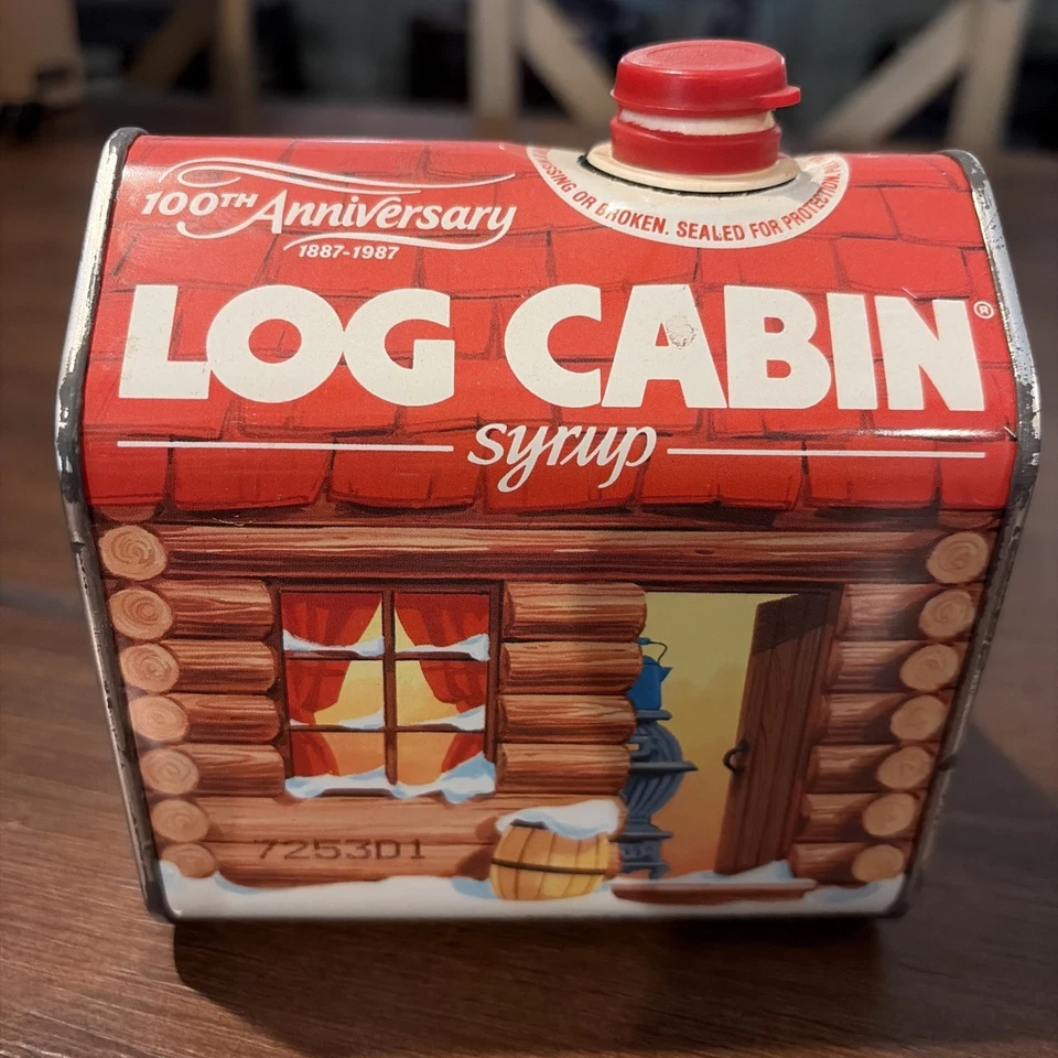 2-1987 100th Anniversary Commemorative Log Cabin Syrup Tins - Image 2 of 4