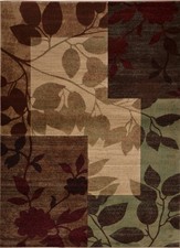 Transitional Leaf Multi Area Rug 2x3 Casual Squares Vines - Actual 1'6" x 2'7"