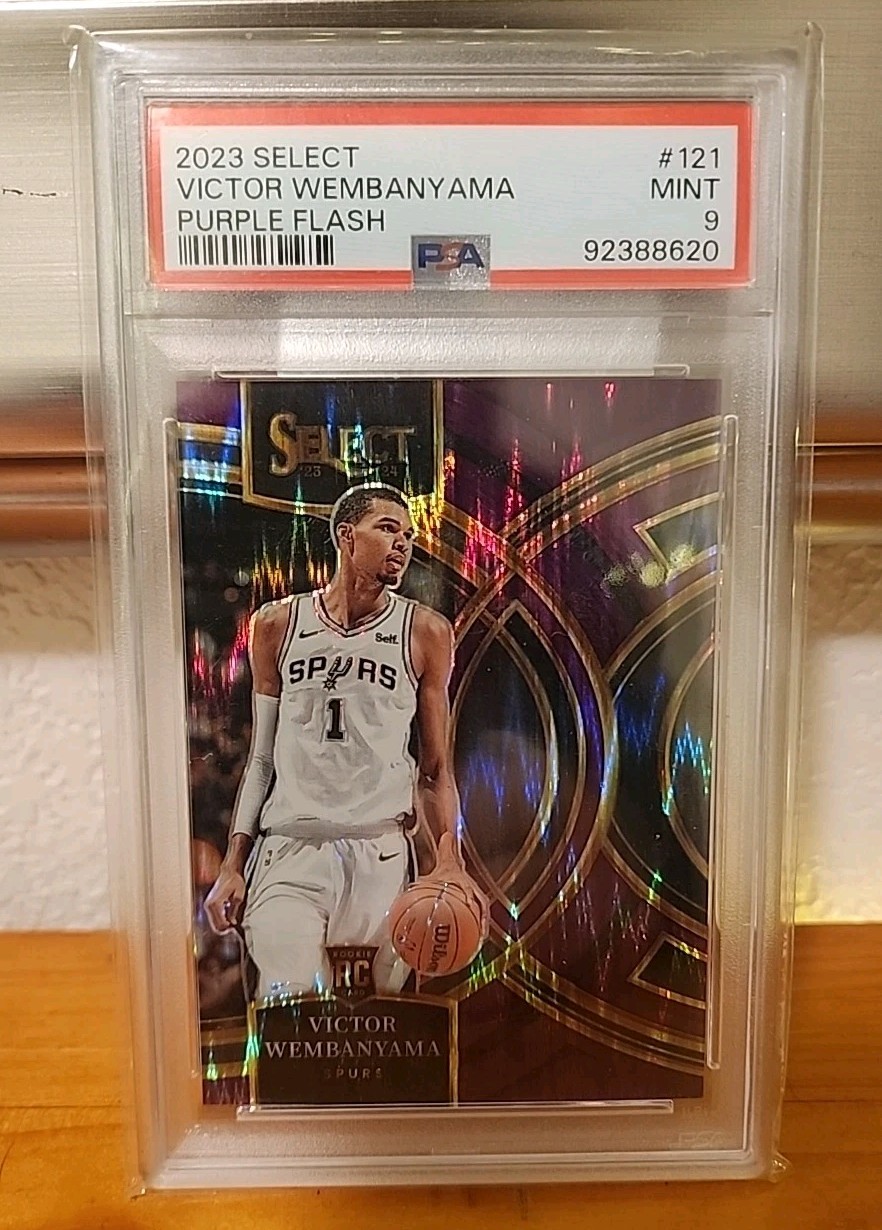 2023-24 Select Victor Wembanyama #121 Purple Flash Prizm PREMIER RC 22/175 PSA 9