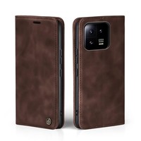 Handy HüLle FüR Xiaomi 14 Klapp Magnet Smartphone Cover Case Braun