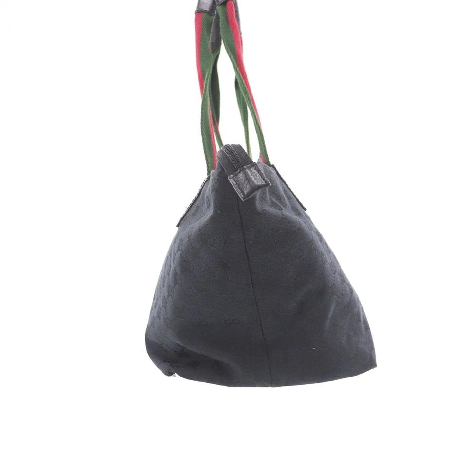 GUCCI Original GG Canvas Web Stripe Used Tote Handbag Black Canvas #BO868 S - Image 3 of 4