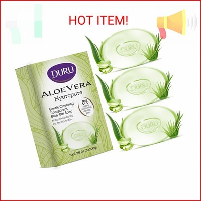 Duru Aloe Vera Glycerin Bar Soap - Vegan Transparent Cleansing Bar Moisturizing 