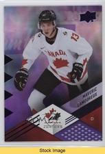 2024 Team Canada Juniors Purple Patterned Foilboard Maveric Lamoureux READ 0nr3