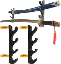 Four-Layer Wall-Mounted Sword Stand Display - Holder, Hook, Hanger Bracket Rack 