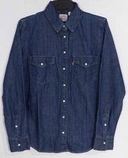 Levis Blue Pearl Snap Button Western Denim Shirt Size S R406