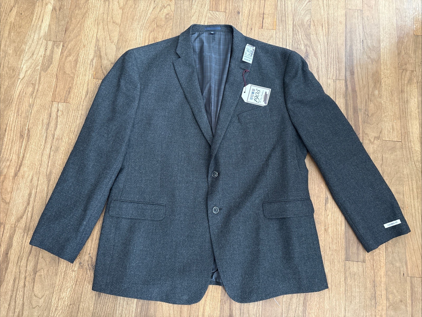 JOS A Bank Wool Blazer Coat Men’s 48R 2 Button Grey Charcoal NWT