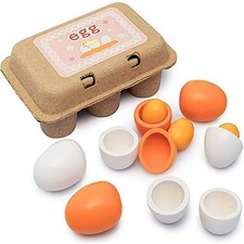 6 Piece Wooden Egg Kitchen Toy Play Food