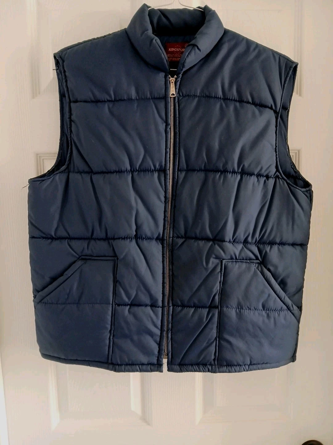 Kingsport Vintage Puffer Vest With Pockets. Blue. Size Large