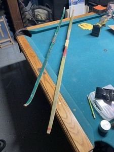Pair of Wooden American Longbows Green and Brown