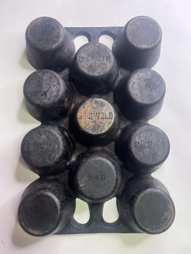 Griswold Cast Iron Muffin Pan Vintage Cookware No. 10 Erie PA USA  948A