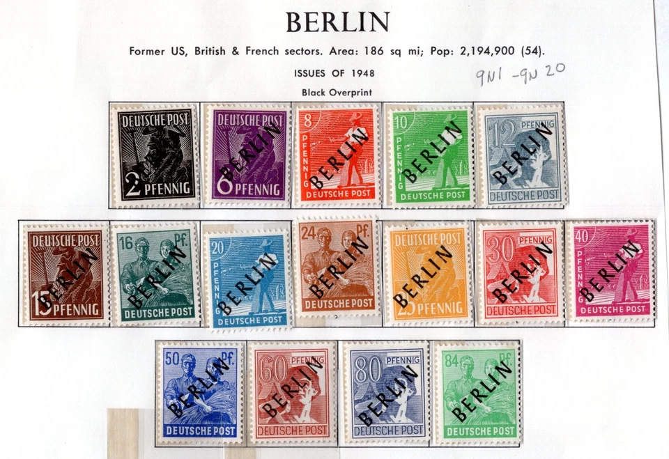 GERMANY BERLIN 1948 SCOTT #9N1-9N20 MINT NEVER HINGED, VF-XF - Image 3 of 3