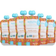 Babylife Organic Baby Snack Pouch Squash Apple Banana Pumpkin Food 6 Pack