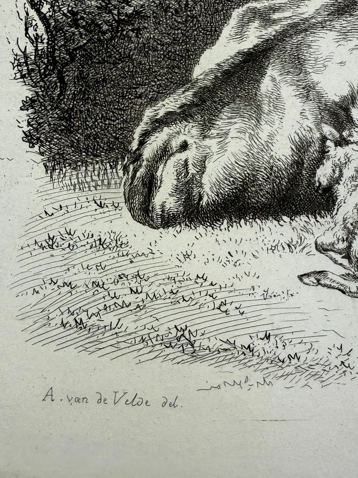 Adam von Bartsch, Ruhende Rinder mit zwei Kälbern 1805 A. van Velde - Bild 3 von 4