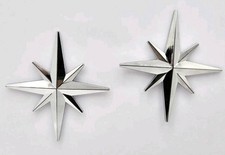 2X  3D Windrose Kompassrose Metall  Auto Sticker Emblem Aufkleber  Silber KFZ