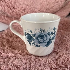 Corelle Corning Ware Blue Velvet Coffee Mug Cup Blue Roses Replacement