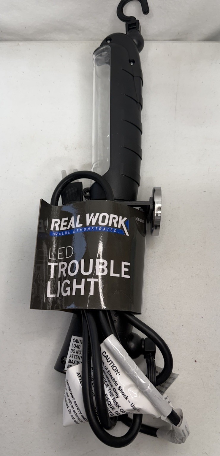 RealWork LED Trouble Light , Work Light 500 Lumins, Magnetic  360 Swivel W/Hooks