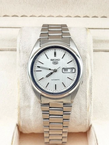 Seiko 5 Automatic 7S26 Silver Dial Watch Men's Vintage Wristwatch Japan Movement