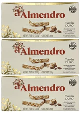 El Almendro Crunchy Almond Turron (PACK of 3, 7.05oz Each Bar)