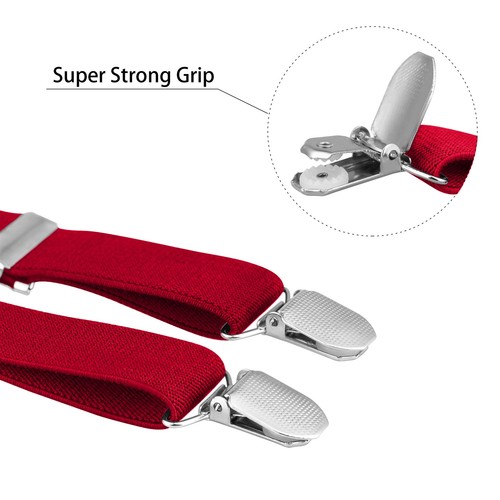 Buyless Fashion Men Suspenders 48" Elastic Adjustable 1" Leather Y Shape Back - Picture 58 of 91