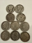 Lot of 4 Mercury Dimes Silver and 6 Silver Roosevelt Dimes Silver Coins