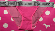 NEW 2018 Victoria's Secret PINK Wide Logo Band Hot Pink Bikini Panty L Panties
