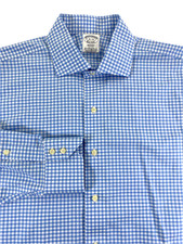 Brooks Brothers Men Regent Non-Iron Stretch Blue Check Oxford Dress Shirt 16-34